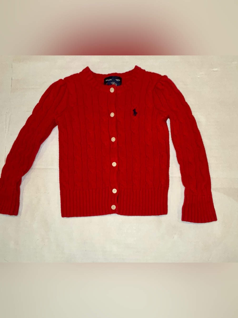 Ralph Lauren Bright Red Cable Knit Cardigan